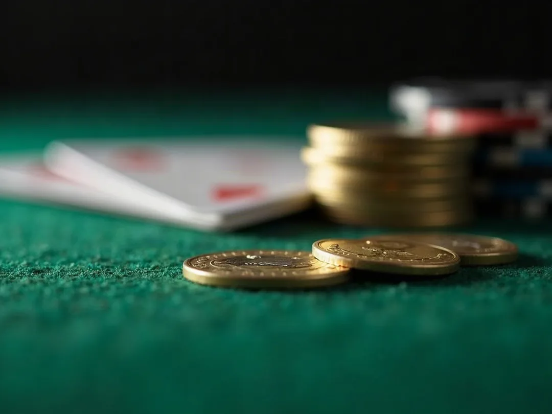 Chips und Karten als Symbol für casino, slots, bonus, jackpot
